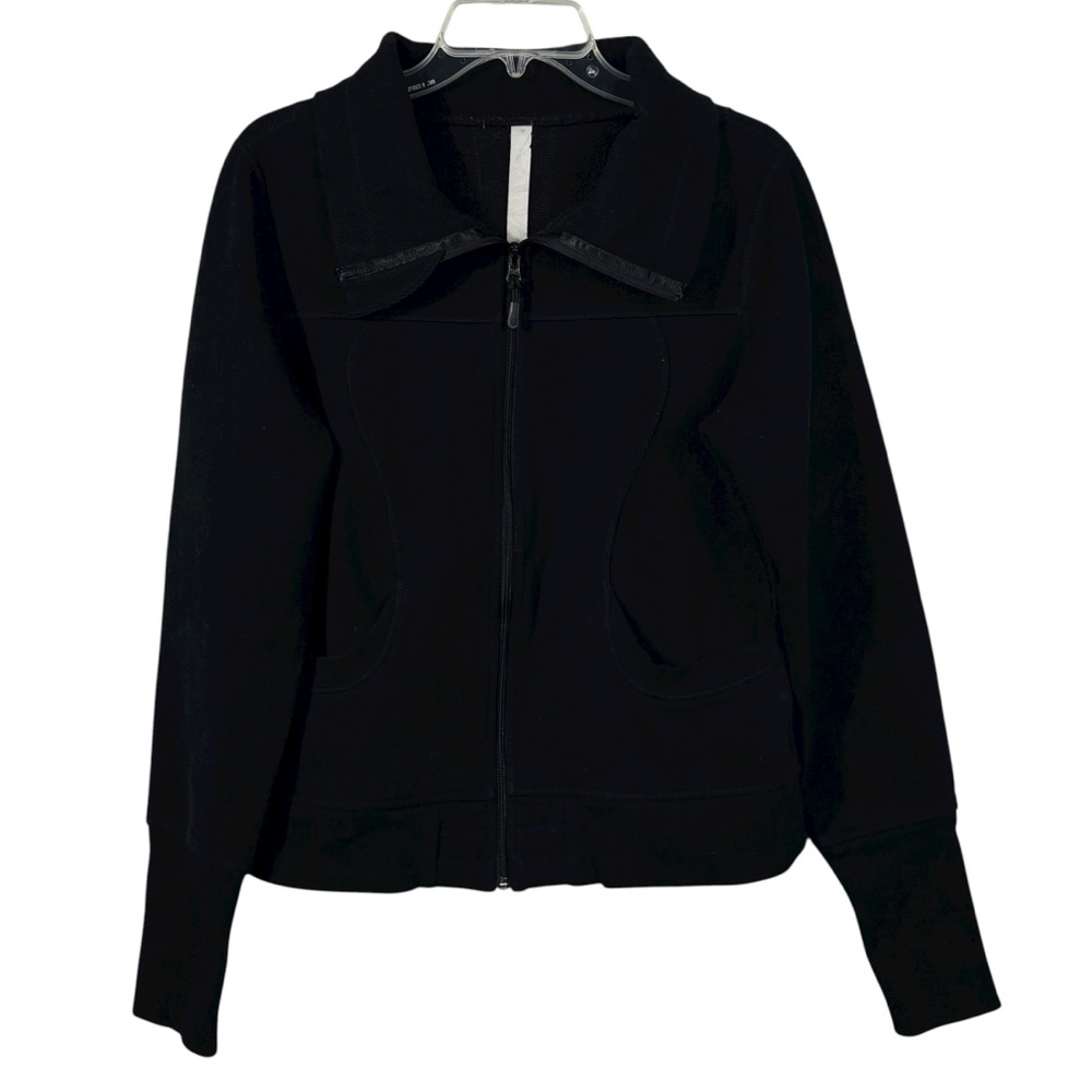 Lululemon Black Full Zip High Neck/Foldover Collar Thick Scuba Jacket Athleisure